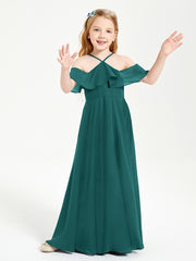 Robes de Demoiselle d'Honneur Junior Longues à Hors de l'Épaule Paon