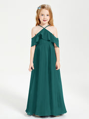 Robes de Demoiselle d'Honneur Junior Longues à Hors de l'Épaule Paon