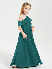 Robes de Demoiselle d'Honneur Junior Longues à Hors de l'Épaule Paon