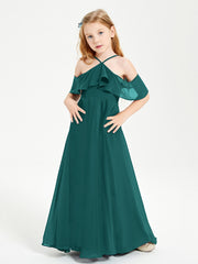 Robes de Demoiselle d'Honneur Junior Longues à Hors de l'Épaule Paon