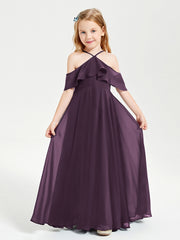 Robes de Demoiselle d'Honneur Junior Longues à Hors de l'Épaule Plum