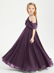 Robes de Demoiselle d'Honneur Junior Longues à Hors de l'Épaule Plum