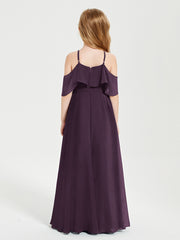 Robes de Demoiselle d'Honneur Junior Longues à Hors de l'Épaule Plum