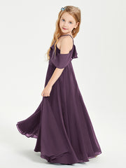 Robes de Demoiselle d'Honneur Junior Longues à Hors de l'Épaule Plum