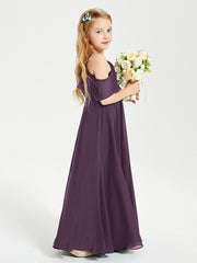 Robes de Demoiselle d'Honneur Junior Longues à Hors de l'Épaule Plum