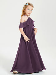 Robes de Demoiselle d'Honneur Junior Longues à Hors de l'Épaule Plum