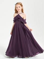 Robes de Demoiselle d'Honneur Junior Longues à Hors de l'Épaule Plum