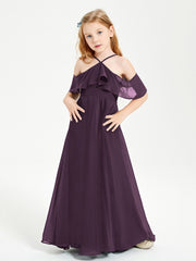 Robes de Demoiselle d'Honneur Junior Longues à Hors de l'Épaule Plum