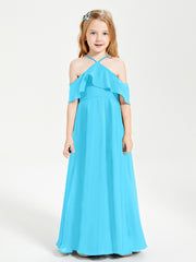 Robes de Demoiselle d'Honneur Junior Longues à Hors de l'Épaule Piscine