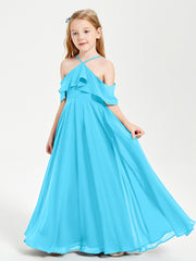 Robes de Demoiselle d'Honneur Junior Longues à Hors de l'Épaule Piscine