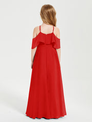 Robes de Demoiselle d'Honneur Junior Longues à Hors de l'Épaule Rouge
