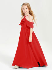 Robes de Demoiselle d'Honneur Junior Longues à Hors de l'Épaule Rouge