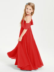 Robes de Demoiselle d'Honneur Junior Longues à Hors de l'Épaule Rouge
