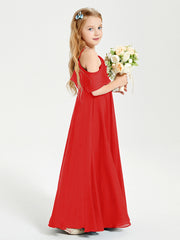 Robes de Demoiselle d'Honneur Junior Longues à Hors de l'Épaule Rouge