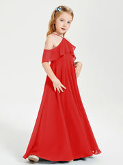 Robes de Demoiselle d'Honneur Junior Longues à Hors de l'Épaule Rouge