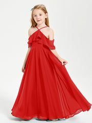 Robes de Demoiselle d'Honneur Junior Longues à Hors de l'Épaule Rouge