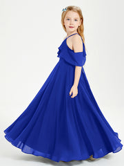Robes de Demoiselle d'Honneur Junior Longues à Hors de l'Épaule Bleu Royale