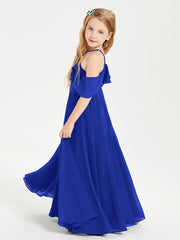 Robes de Demoiselle d'Honneur Junior Longues à Hors de l'Épaule Bleu Royale