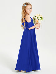 Robes de Demoiselle d'Honneur Junior Longues à Hors de l'Épaule Bleu Royale