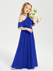 Robes de Demoiselle d'Honneur Junior Longues à Hors de l'Épaule Bleu Royale