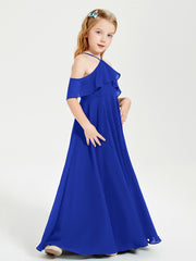 Robes de Demoiselle d'Honneur Junior Longues à Hors de l'Épaule Bleu Royale