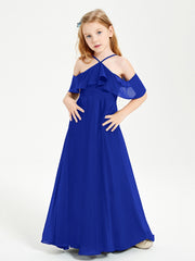 Robes de Demoiselle d'Honneur Junior Longues à Hors de l'Épaule Bleu Royale