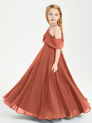Robes de Demoiselle d'Honneur Junior Longues à Hors de l'Épaule Rouille