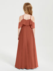 Robes de Demoiselle d'Honneur Junior Longues à Hors de l'Épaule Rouille