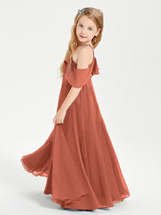 Robes de Demoiselle d'Honneur Junior Longues à Hors de l'Épaule Rouille