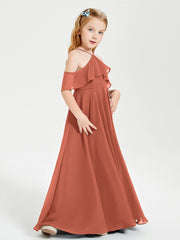 Robes de Demoiselle d'Honneur Junior Longues à Hors de l'Épaule Rouille