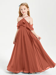 Robes de Demoiselle d'Honneur Junior Longues à Hors de l'Épaule Rouille
