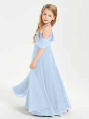 Robes de Demoiselle d'Honneur Junior Longues à Hors de l'Épaule Bleu Ciel