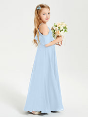Robes de Demoiselle d'Honneur Junior Longues à Hors de l'Épaule Bleu Ciel