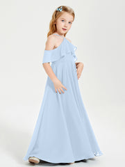 Robes de Demoiselle d'Honneur Junior Longues à Hors de l'Épaule Bleu Ciel
