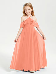 Robes de Demoiselle d'Honneur Junior Longues à Hors de l'Épaule Crépuscule