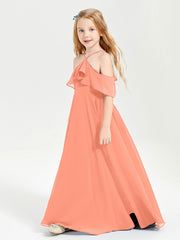 Robes de Demoiselle d'Honneur Junior Longues à Hors de l'Épaule Crépuscule