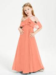 Robes de Demoiselle d'Honneur Junior Longues à Hors de l'Épaule Crépuscule
