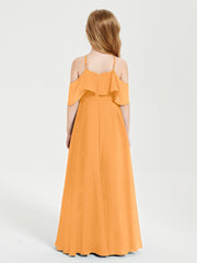 Robes de Demoiselle d'Honneur Junior Longues à Hors de l'Épaule Mandarine