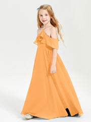Robes de Demoiselle d'Honneur Junior Longues à Hors de l'Épaule Mandarine