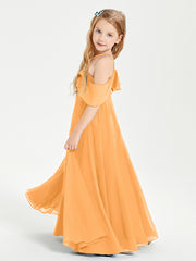 Robes de Demoiselle d'Honneur Junior Longues à Hors de l'Épaule Mandarine