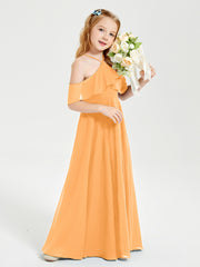 Robes de Demoiselle d'Honneur Junior Longues à Hors de l'Épaule Mandarine