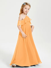 Robes de Demoiselle d'Honneur Junior Longues à Hors de l'Épaule Mandarine