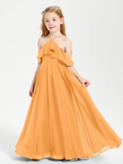 Robes de Demoiselle d'Honneur Junior Longues à Hors de l'Épaule Mandarine