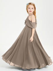 Robes de Demoiselle d'Honneur Junior Longues à Hors de l'Épaule Taupe