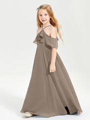 Robes de Demoiselle d'Honneur Junior Longues à Hors de l'Épaule Taupe