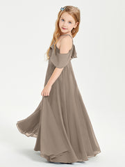 Robes de Demoiselle d'Honneur Junior Longues à Hors de l'Épaule Taupe