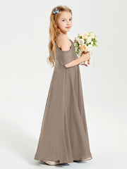 Robes de Demoiselle d'Honneur Junior Longues à Hors de l'Épaule Taupe
