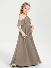 Robes de Demoiselle d'Honneur Junior Longues à Hors de l'Épaule Taupe