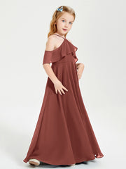 Robes de Demoiselle d'Honneur Junior Longues à Hors de l'Épaule Terracotta