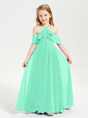 Robes de Demoiselle d'Honneur Junior Longues à Hors de l'Épaule Turquoise